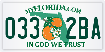 FL license plate 0332BA