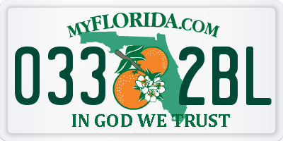 FL license plate 0332BL
