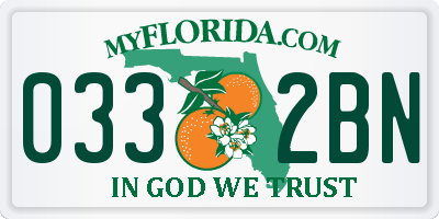 FL license plate 0332BN