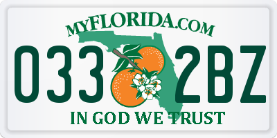 FL license plate 0332BZ