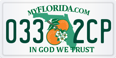 FL license plate 0332CP