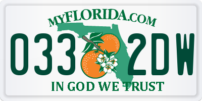 FL license plate 0332DW