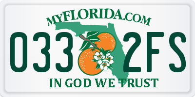 FL license plate 0332FS