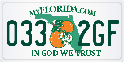 FL license plate 0332GF