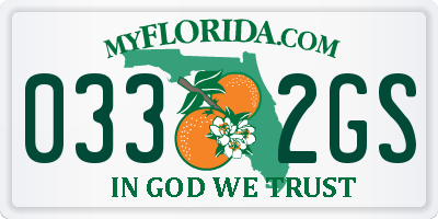 FL license plate 0332GS