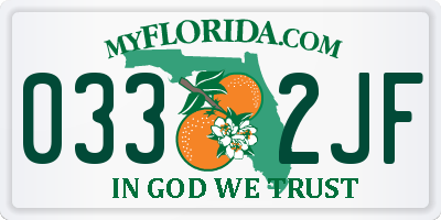 FL license plate 0332JF