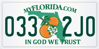 FL license plate 0332JO