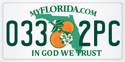 FL license plate 0332PC