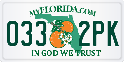 FL license plate 0332PK