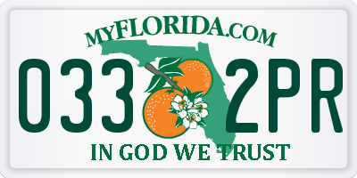 FL license plate 0332PR