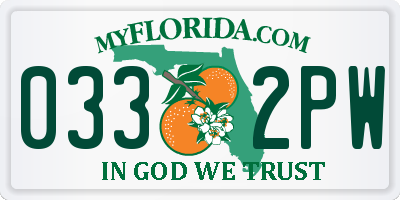 FL license plate 0332PW