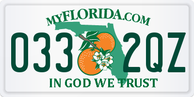 FL license plate 0332QZ