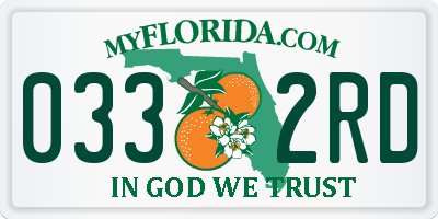 FL license plate 0332RD
