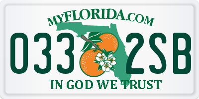 FL license plate 0332SB