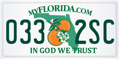 FL license plate 0332SC