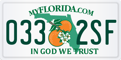 FL license plate 0332SF