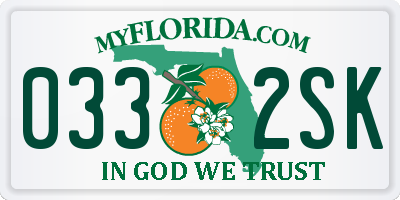 FL license plate 0332SK