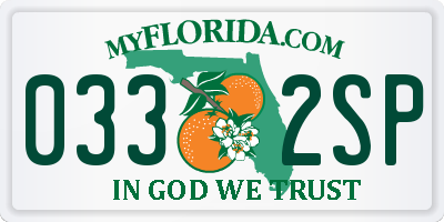 FL license plate 0332SP
