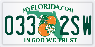 FL license plate 0332SW