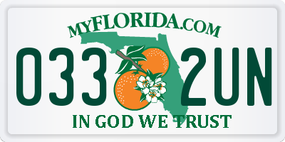 FL license plate 0332UN