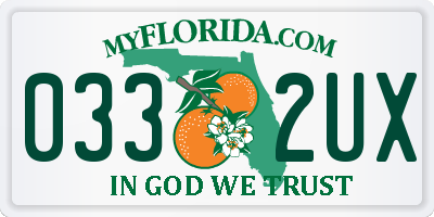 FL license plate 0332UX