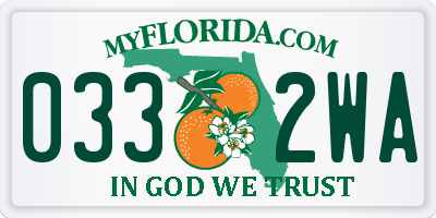 FL license plate 0332WA