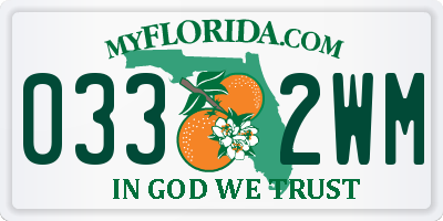 FL license plate 0332WM