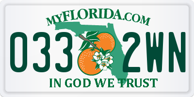 FL license plate 0332WN
