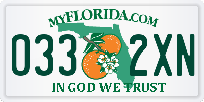 FL license plate 0332XN