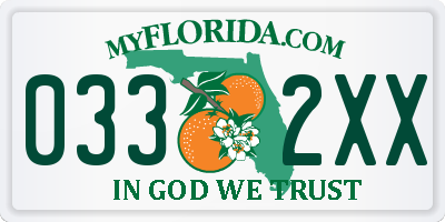FL license plate 0332XX