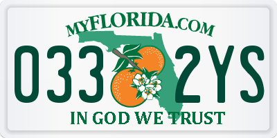 FL license plate 0332YS