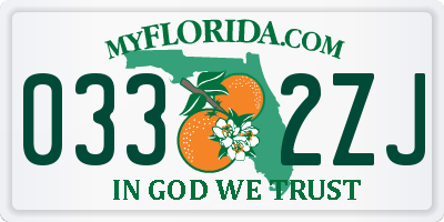 FL license plate 0332ZJ