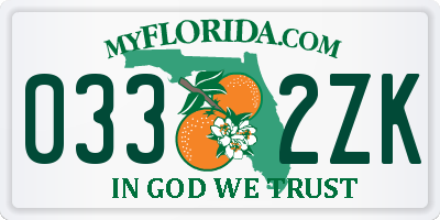 FL license plate 0332ZK