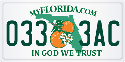 FL license plate 0333AC