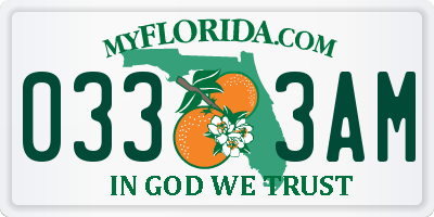 FL license plate 0333AM
