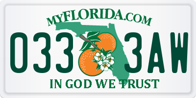 FL license plate 0333AW