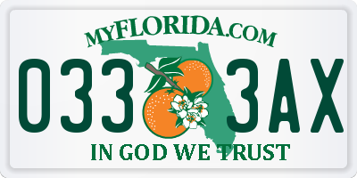 FL license plate 0333AX