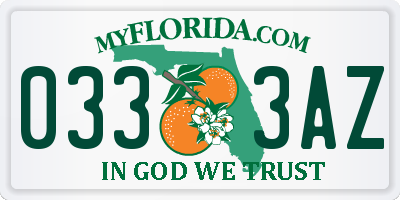 FL license plate 0333AZ