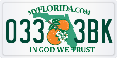 FL license plate 0333BK