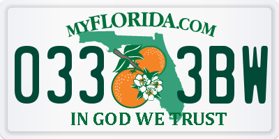 FL license plate 0333BW