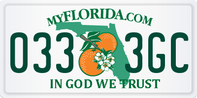 FL license plate 0333GC