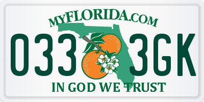 FL license plate 0333GK