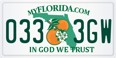 FL license plate 0333GW
