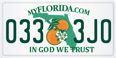 FL license plate 0333JO