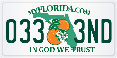 FL license plate 0333ND
