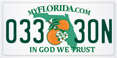 FL license plate 0333ON