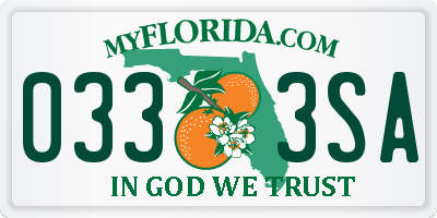 FL license plate 0333SA