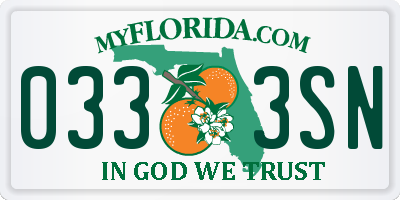 FL license plate 0333SN