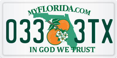 FL license plate 0333TX