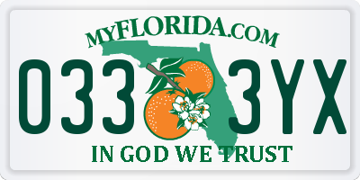 FL license plate 0333YX